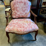 Pink Damask French Bergere Chair 27" W X 21" D X 37" T