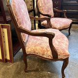 Pink Damask French Bergere Chair 27" W X 21" D X 37" T