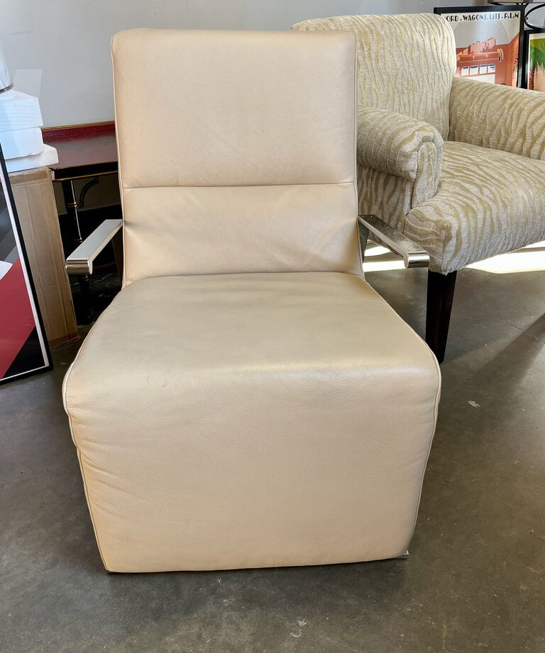 Bernhardt Leather And Chrome Armchair 23"W x 29"D x 35"T