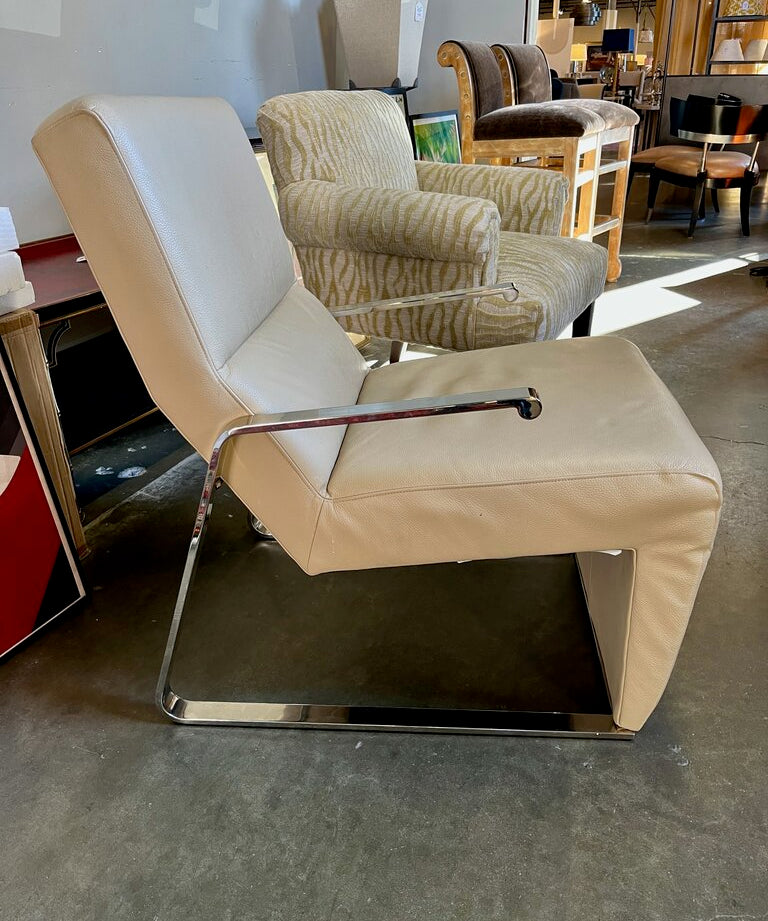 Bernhardt Leather And Chrome Armchair 23"W x 29"D x 35"T