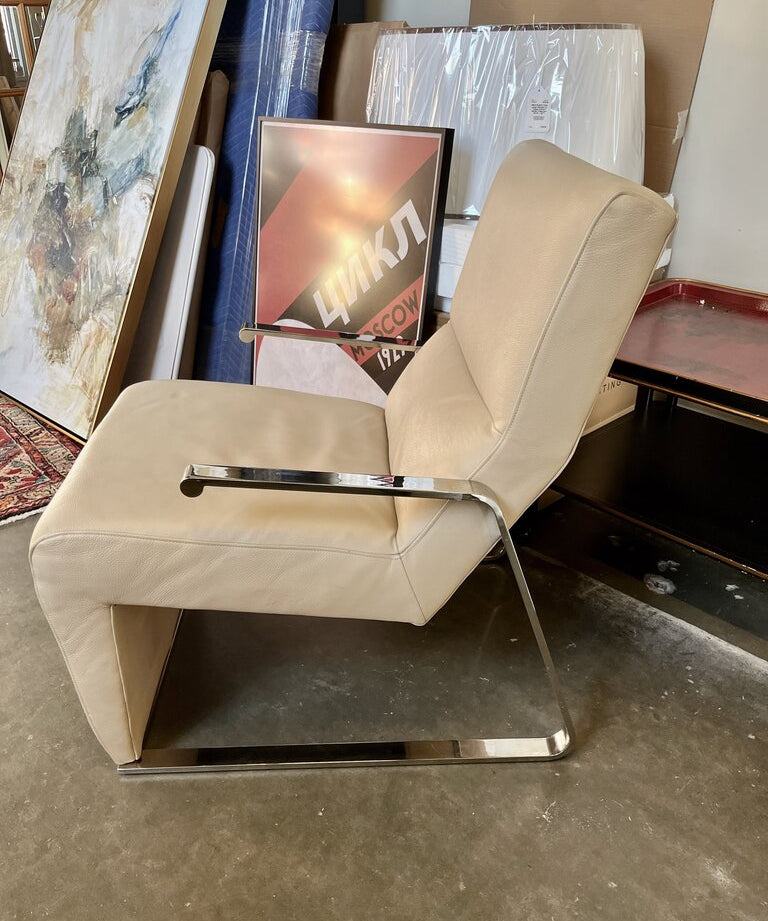 Bernhardt Leather And Chrome Armchair 23"W x 29"D x 35"T