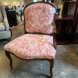 Pink Damask French Bergere Chair 27" W X 21" D X 37" T