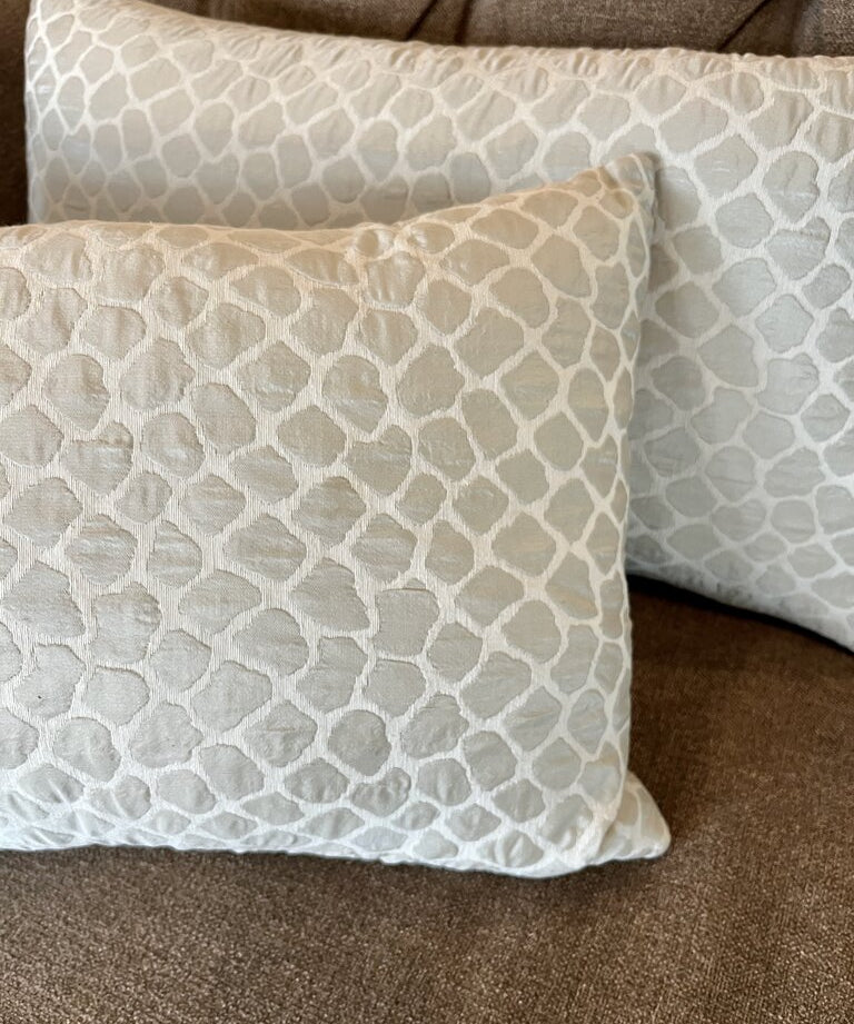 Pair Of Custom Lumbar Pillows In Designer Fabric 21"L x 12"W