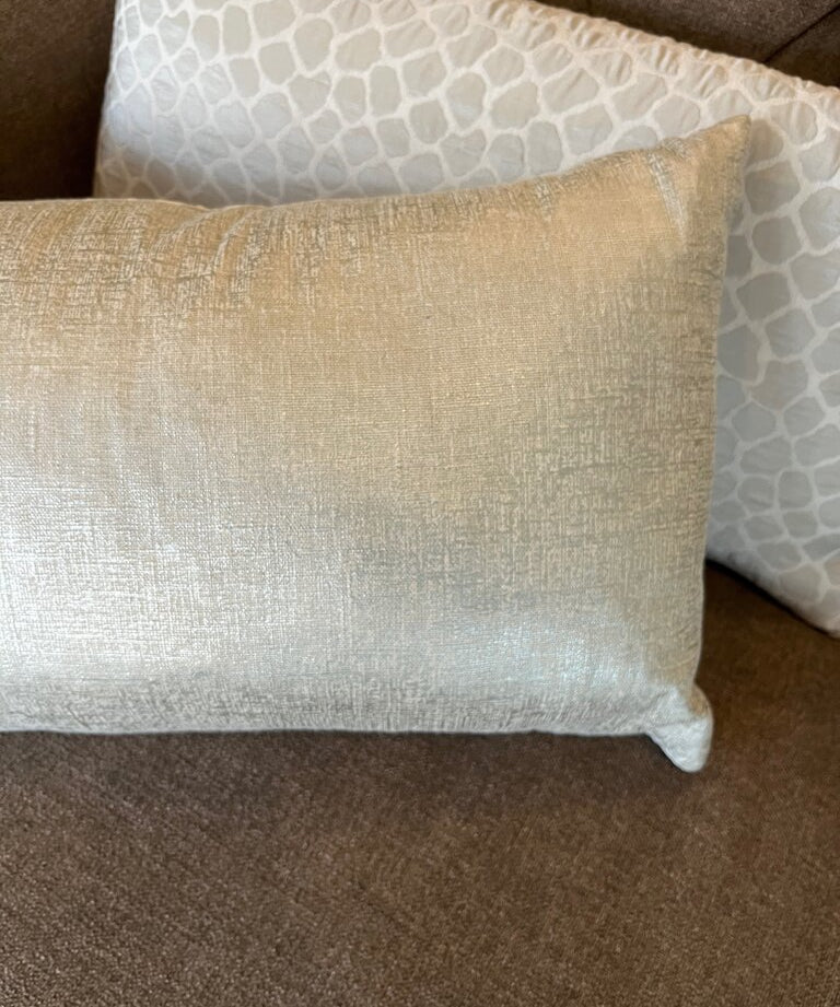 Pair Of Custom Lumbar Pillows In Designer Fabric 21"L x 12"W