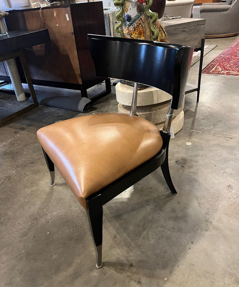 Caracole Klismos Leather Accent Chair 28"W x 21"D x 30"T