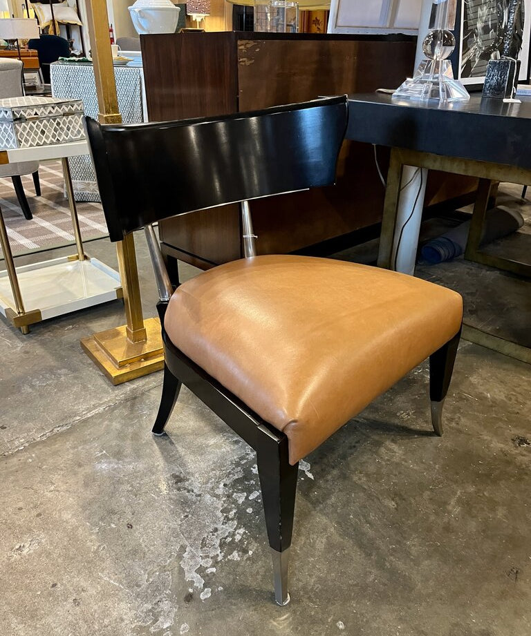 Caracole Klismos Leather Accent Chair 28"W x 21"D x 30"T