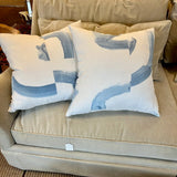 Pair Linen Schumacher Sepessia Sky Print Pillows 22 " X 22"