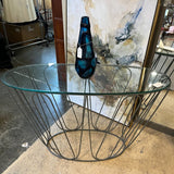 Iron And Glass Top Console Table 51.5"L x 18.5"D x 33"T