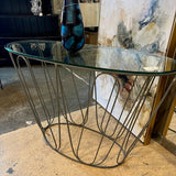 Iron And Glass Top Console Table 51.5"L x 18.5"D x 33"T
