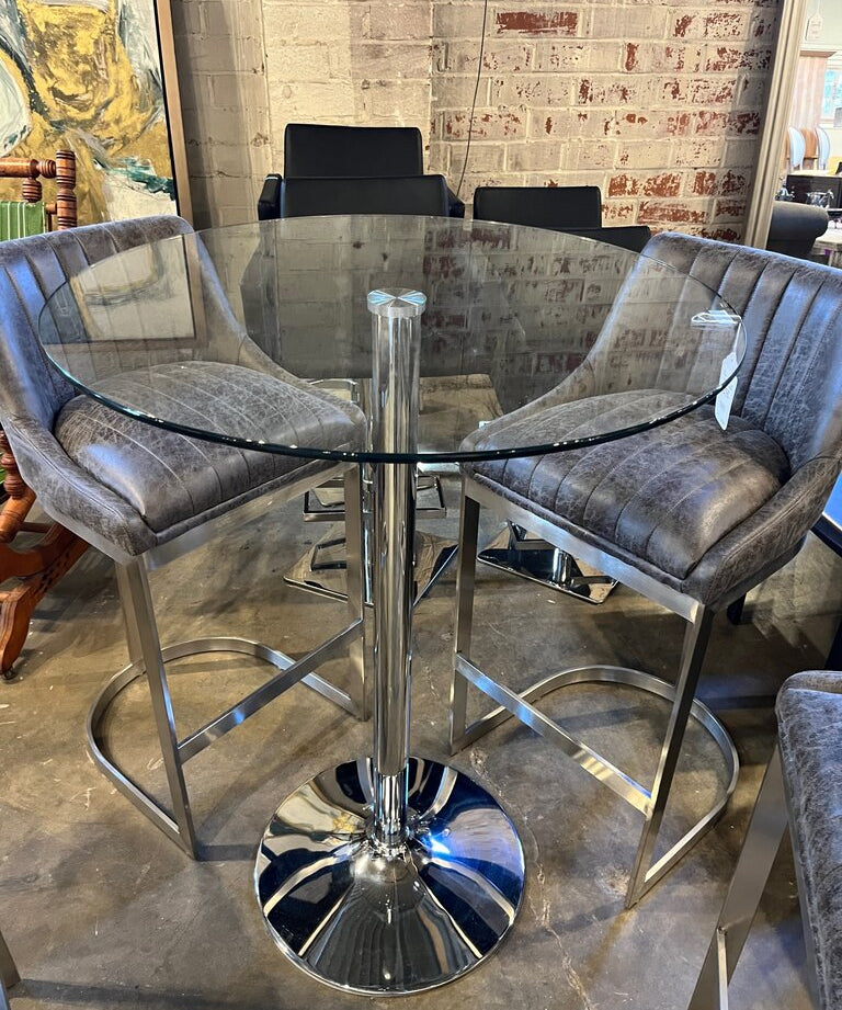 Tall Glass Top Bistro Table 31.5"Diam x 42"T