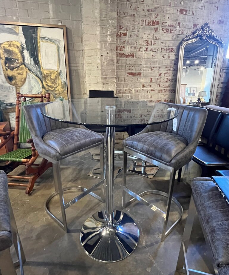 Tall Glass Top Bistro Table 31.5"Diam x 42"T