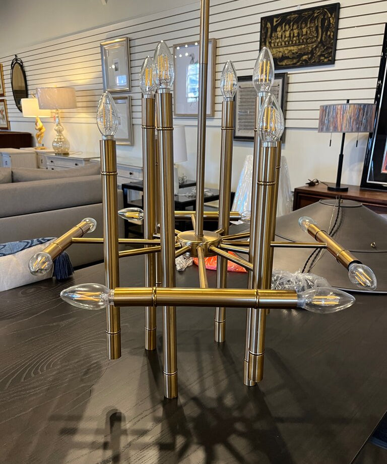 24-Light Modern Brass Chandelier 21" x 21" x 42"to Ceiling and up to 66"H
