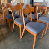Set of 6 Mid Century Dining Chairs with Zac & Fox Upholstered Seats