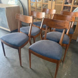 Set of 6 Mid Century Dining Chairs with Zac & Fox Upholstered Seats