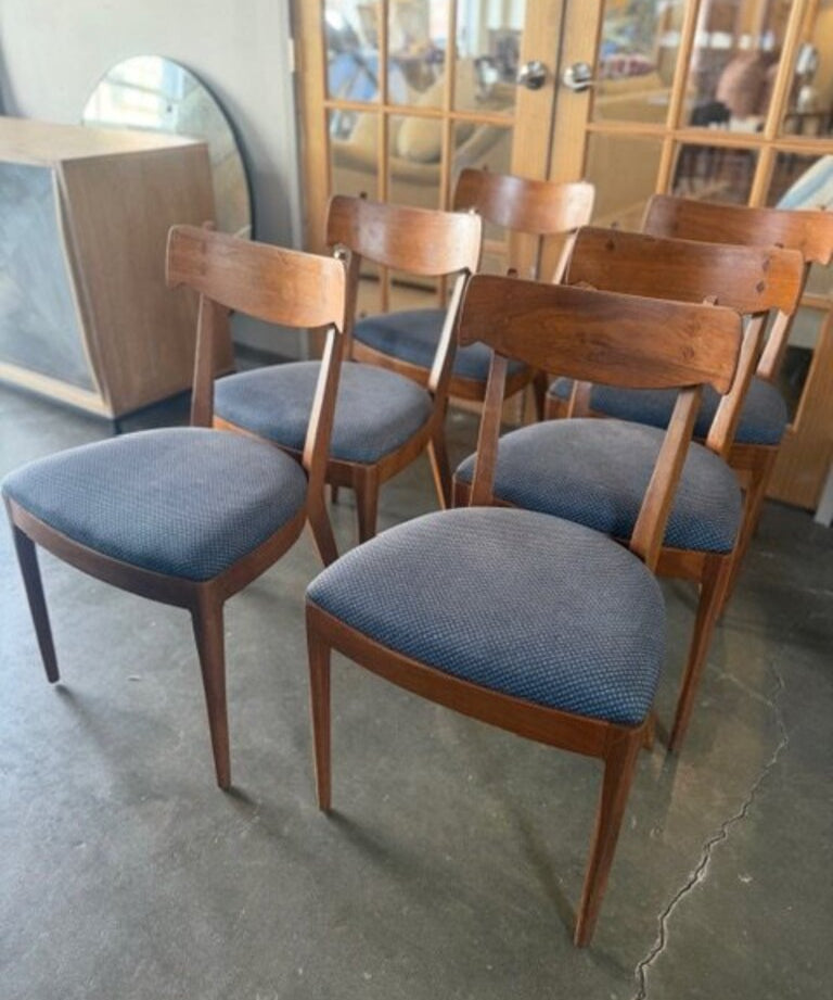 Set of 6 Mid Century Dining Chairs with Zac & Fox Upholstered Seats