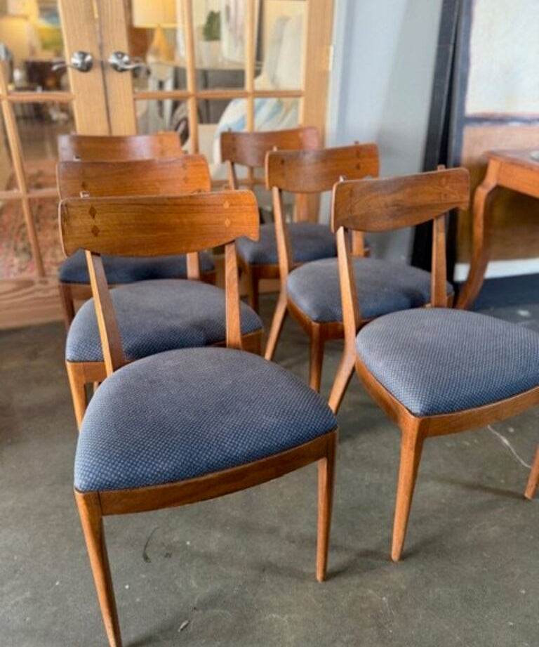 Set of 6 Mid Century Dining Chairs with Zac & Fox Upholstered Seats