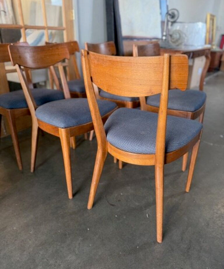 Set of 6 Mid Century Dining Chairs with Zac & Fox Upholstered Seats
