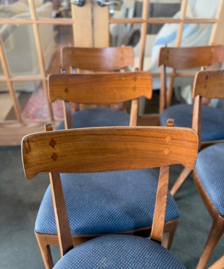 Set of 6 Mid Century Dining Chairs with Zac & Fox Upholstered Seats