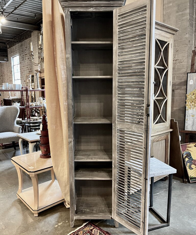 Grey Louvered Door Cabinet from Dutchmans 87"T x 16"D x 19.75"W