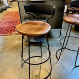 Set of Four McGuire Danish Cord Swivel Bar Stools (As Is) 16"W x 16"D x 38"T x 30" Seat Height