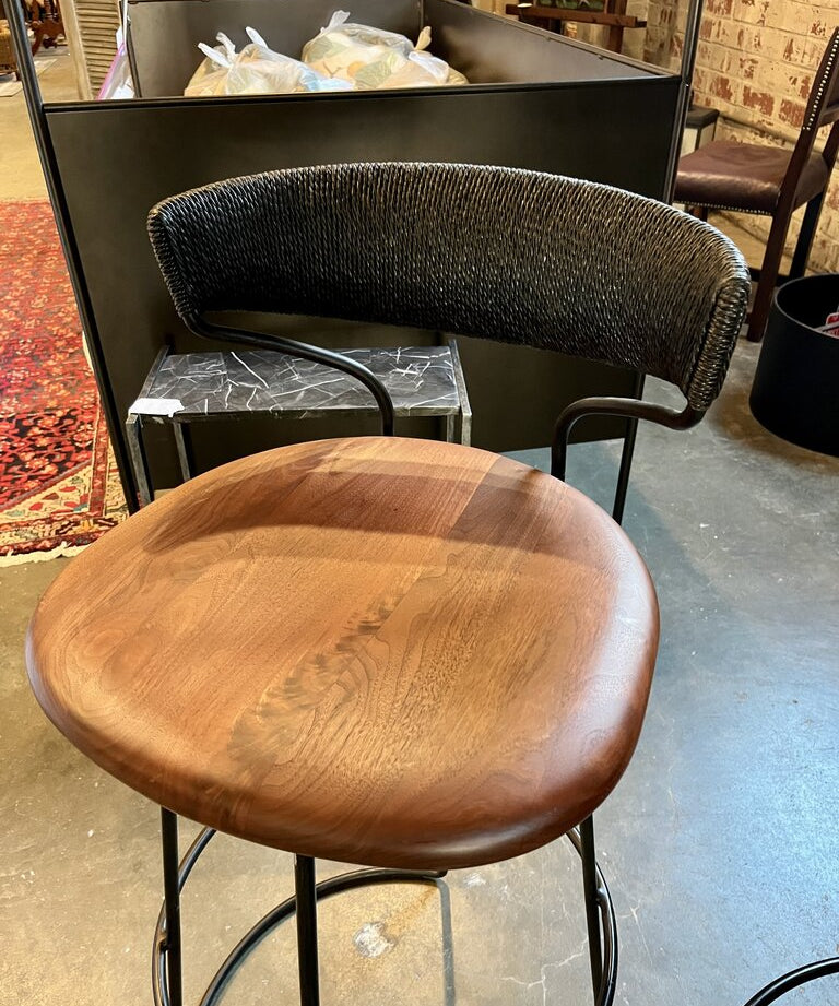 Set of Four McGuire Danish Cord Swivel Bar Stools (As Is) 16"W x 16"D x 38"T x 30" Seat Height