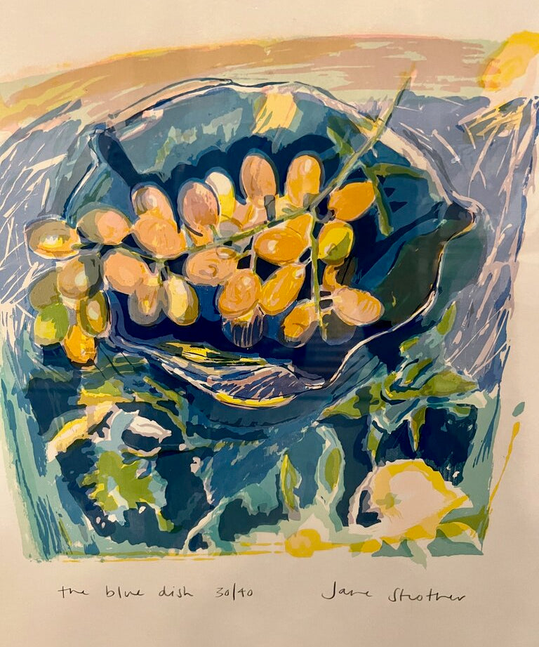Jane Strother Limied Edition Print 50/90 Still life of Grapes in Bowl 30.5 " W X 29.5" T