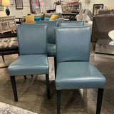 Set Of Four Blue Leather Dining Chairs 18 " W X 19"D X 35" T