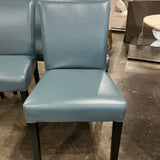 Set Of Four Blue Leather Dining Chairs 18 " W X 19"D X 35" T