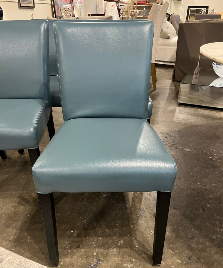 Set Of Four Blue Leather Dining Chairs 18 " W X 19"D X 35" T