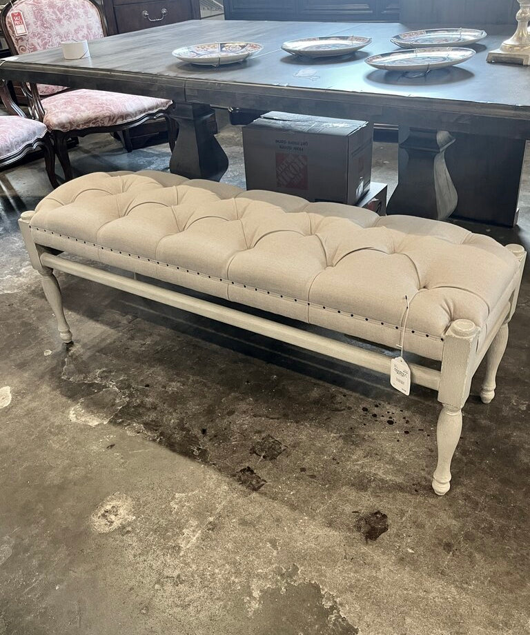 Painted Bench w/ Tufted Seat 51"L x 16"D x 19"T