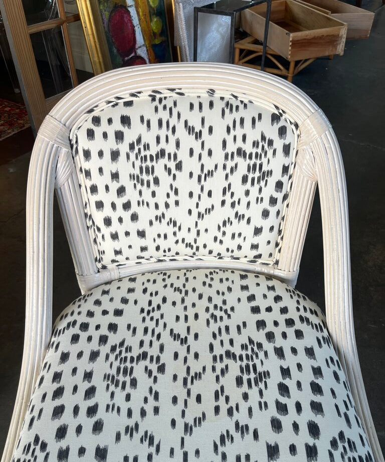 Palm Beach Rattan Chair with Brunschwig & Fils Les Touches Fabric 22" W X 20 " D X 31" T