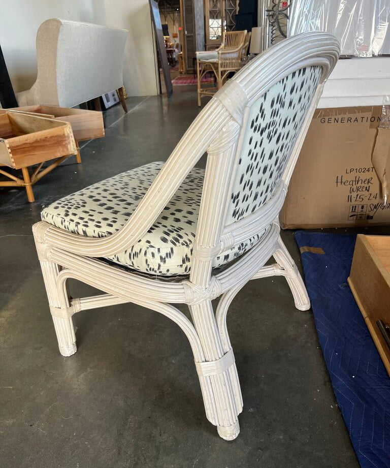 Palm Beach Rattan Chair with Brunschwig & Fils Les Touches Fabric 22" W X 20 " D X 31" T