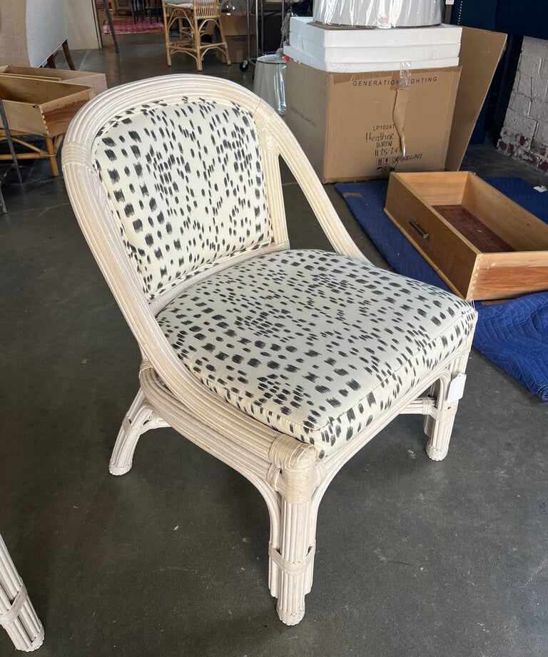 Palm Beach Rattan Chair with Brunschwig & Fils Les Touches Fabric 22 " W X 20" D X 31" T