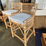 Pair Rattan Counter Stools 21.5 W X 19 D X 37.5 T
