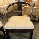 Pair Of Vintage James Mont Style Asian Horseshoe Chairs 28.5"W x 22"D x 30"T