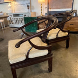 Pair Of Vintage James Mont Style Asian Horseshoe Chairs 28.5"W x 22"D x 30"T