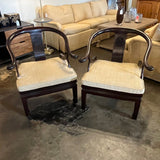 Pair Of Vintage James Mont Style Asian Horseshoe Chairs 28.5"W x 22"D x 30"T