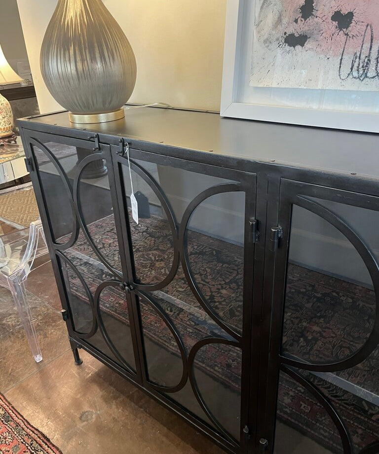 Dudley Metal & Glass Credenza 75" W X16.5" D X 43.5 " T