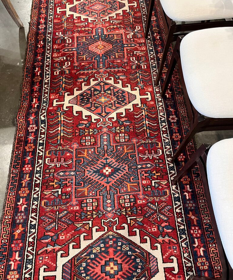 Vintage Heriz Runner 3' 2" X 11' 9 "