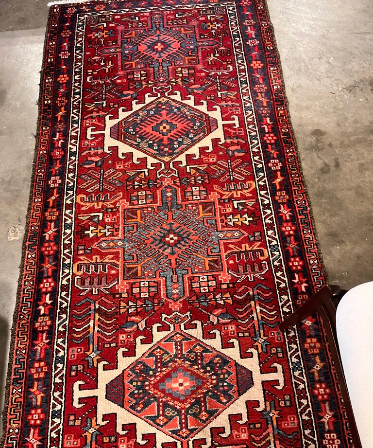 Vintage Heriz Runner 3' 2" X 11' 9 "