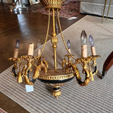 Antique Gold Gilt Chandelier 24"Diam to 28"T Fixture