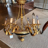 Antique Gold Gilt Chandelier 24"Diam to 28"T Fixture