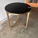 Round Accent Table With Gold Finish And Polished Black Slate Top 22"Diam x 25.5"T
