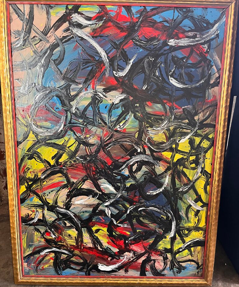 Large Original Thomas Pulgini Abstract Oil Painting 28.5"W x 39.5"T