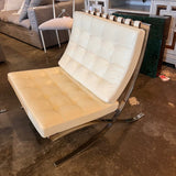 Ca.1980's Knoll Mies Van Der Rohe Barcelona Chair And Ottoman In Cream Leather 29.5"W x 30"D x 30.5"H / ottoman 24.5"W x 22"D x 15"H