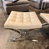 Ca.1980's Knoll Mies Van Der Rohe Barcelona Chair And Ottoman In Cream Leather 29.5"W x 30"D x 30.5"H / ottoman 24.5"W x 22"D x 15"H