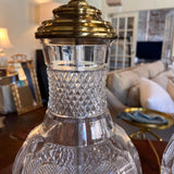 Pair Of Large Vintage Paul Hanson Cut Glass And Brass Lamps (No Shades)