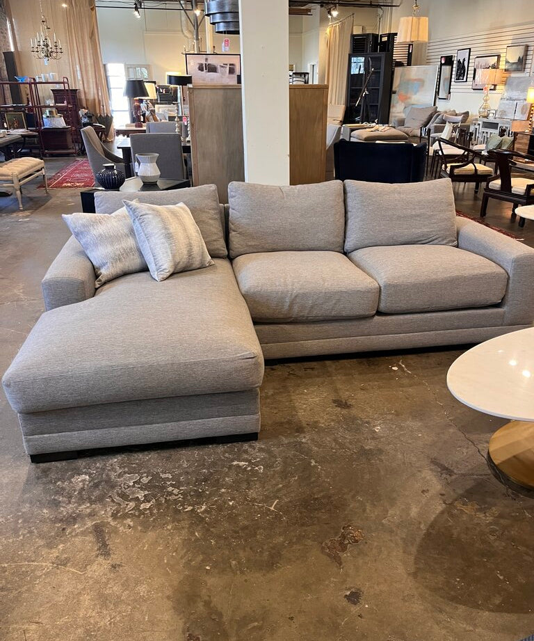 Interior Classic Grey Sectional Sofa W/Chaise 106"L x 37"D x 34"T x Chaise 66"Deep