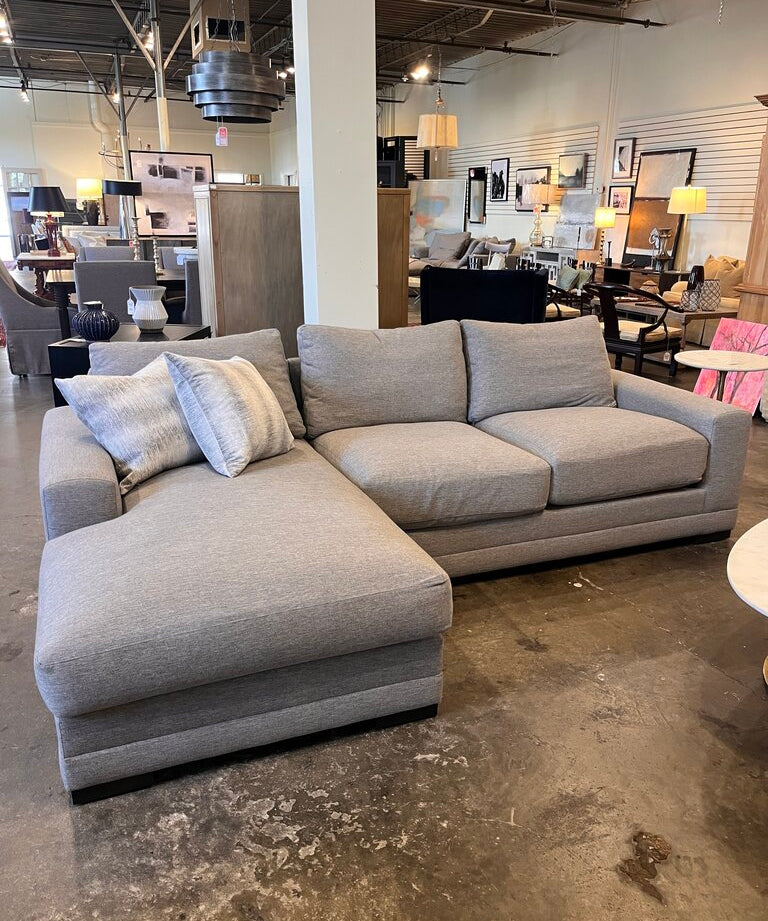 Interior Classic Grey Sectional Sofa W/Chaise 106"L x 37"D x 34"T x Chaise 66"Deep