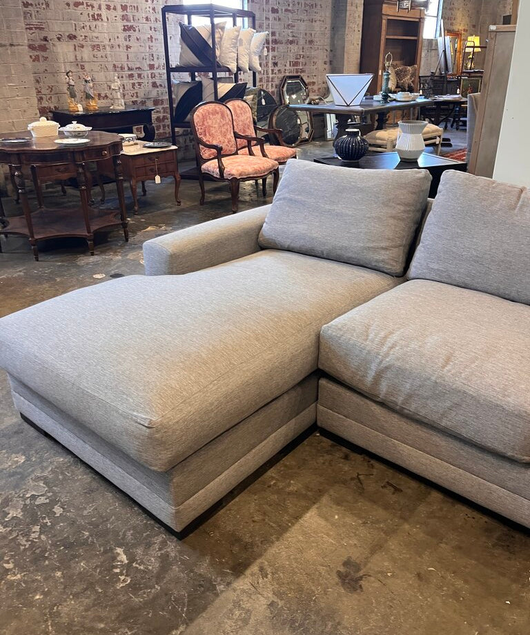 Interior Classic Grey Sectional Sofa W/Chaise 106"L x 37"D x 34"T x Chaise 66"Deep